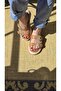 Melinta Leather Stone Straw Detail Sports Slippers