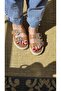 Melinta Leather Stone Straw Detail Sports Slippers - 4