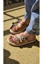Melinta Leather Stone Straw Detail Sports Slippers - 2