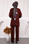 Burgundy Floral Detailed Modal Tunic Trousers Suit - 3