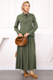 Khaki Collar Tie Shirt Skirt Suit - 2