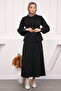 Black Waist Belted Shirt Skirt Suit - 2