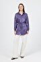 Lilac Patterned Satin Look Rope Lacing Detailed Shirt 4293A - 2