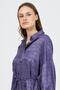 Lilac Patterned Satin Look Rope Lacing Detailed Shirt 4293A - 4