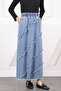 Blue Elastic Waist Pocket Denim Skirt