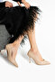 Beige 9cm Vegan Leather Thin Heeled Stiletto |   Influential Elegance! For Graduation Wedding Office - 3