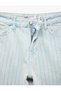 Stone Detailed Straight Leg Buttoned Cotton Jean Trousers - Straight Fit Jean - 7