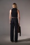 Blue Sporty Stitching Detailed Jean D Buckle Belt Denim, Wide Leg Palazzo Women's Trousers - 8