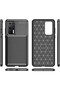 جراب لهاتف Huawei P40 بنمط كربون Lux Negro سيليكون أزرق داكن + واقي شاشة Ghost - 3