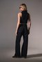 Blue Sporty Stitching Detailed Jean D Buckle Belt Denim, Wide Leg Palazzo Women's Trousers - 5