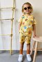 Boy's Shorts Set with Space Pattern, Astronaut and Animal Prints, 1.5-5 Years Old, Yellow