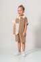Muslin Fabric Cotton Summer Shorts Boy's Suit M00733 Brown - 3