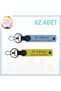Yellow - Sky Blue, Adana Elegance with Name Written Gift Stylish and Useful Design, Set of 2 Keychains