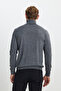 Men's Gray Melange Warm Standard Fit Regular Cut Full Turtleneck Jacquard Wool Knitwear Sweater - 6