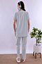 Effortt Blue Scalloped Maternity Pajama Set with Dressing Gown - 8