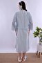 Scalloped Fabric Maternity Set with Breastfeeding Features, 4 Pieces Effortt - Blue - 5