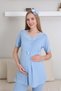 Maternity Pajama Set / Short Sleeve Pajama Long Lace Detail Dressing Gown Set / Maternity Cotton Pajama - 4