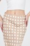 Beige Polka Dot Pattern Satin Midi Skirt 9416 - 4