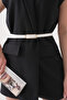 Simple Design Oval Buckle Faux Leather Thin White Belt 7400 - 7