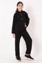 Turtleneck Arma Detailed Zippered Black Color Girls' Tracksuit Set
