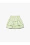 Embroidered Mini Skirt with Elastic Waist and Cotton Layer Detail