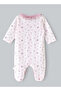 Girls' Floral Printed Ruffle Collar Sleepsuit with Snap Closure - 2