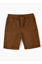 Boys' Brown Cotton Cargo Shorts with Drawstring Waist