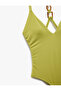 Lightly Supported V-Neck Swimsuit with Accessory Detail - 3