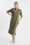 Corded Zipper Detailed Shirt Collar Dress (B23-00108)