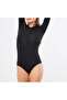 Fionan Women's Zippered Capless Long Sleeve Hijab Swimmer Lycra Surfing Swimsuit - 5