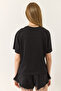 Women's Black Organic Cotton Regular Fit Crew Neck Basic Short Sleeve T-Shirt 60602048 - 7