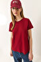 Women's Burgundy 100% Organic Cotton Comfort Fit Long Back Basic T-Shirt 60602049 - 2