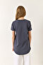 Women's Anthracite 100% Organic Cotton Comfort Fit Long Back Basic T-Shirt 60602049 - 8