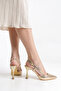 Women's Special Shiny Metallic Design Stiletto Ankle Strap Pointed Toe Classic Heeled Shoes - 4
