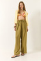 Women's Oil Green High Waist Wide Elastic Oversize Palazzo Trousers 80165 60271071 - 2