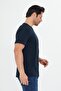 Men's Plus Size Cotton Crew Neck T-Shirt Navy Blue 5014B-L - 4