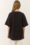 Women's Black Cherry Embroidered Crew Neck Short Sleeve Oversize T-Shirt 4011 60283152 - 6