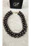 Anthracite Shiny Ball Detailed Chain Necklace Modern and Bold Style - 2