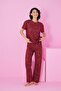 Burgundy Star Varak Printed Knitted Pajama Suit7845 - 2