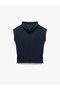 Viscose Fabric Blended Hooded Sleeveless Sweatshirt with Slit Detail - 4