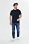 Men's Plus Size Cotton Crew Neck T-Shirt Navy Blue 5014B-L - 3