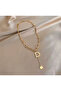 Letter D Paperclip Chain Model Zircon Stone Steel Necklace (Letter D Necklace) - 2