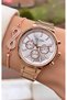 Gold Colored Waterproof Women's Wristwatch and Bracelet Gift - 3