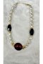 Special Design Necklace with Burgundy Stone and Pearl Form - 3