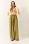 Women's Oil Green High Waist Wide Elastic Oversize Palazzo Trousers 80165 60271071 - 5