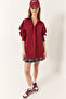 Women's Burgundy Oversize Terikoton Poplin Shirt 34225 60284043 - 2