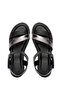 Women's Genuine Leather Black/Anthracite Heeled Sandals - 5