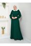Women's Embroidered Collar Dress Emerald - 3