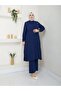 Navy Blue Long Size Shirt Set - Oversized Hijab Set - 5