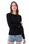 Women's Black Long Sleeve Blouse - 3